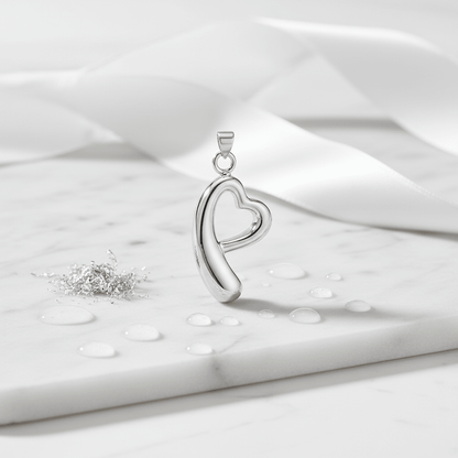 Open hart ashanger – rouwsieraad van staal - Aramat Jewels - Gedenkhangers - cadeautip