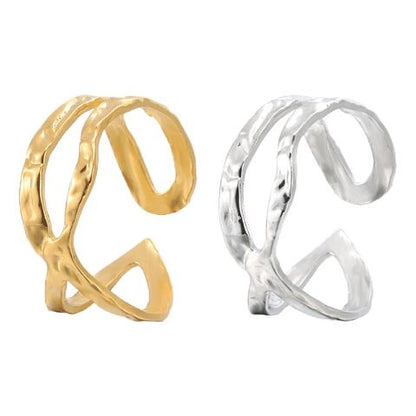 Open Ring Gehamerd Staal (RVS Verstelbaar) - Aramat Jewels - Ringen - cadeautip