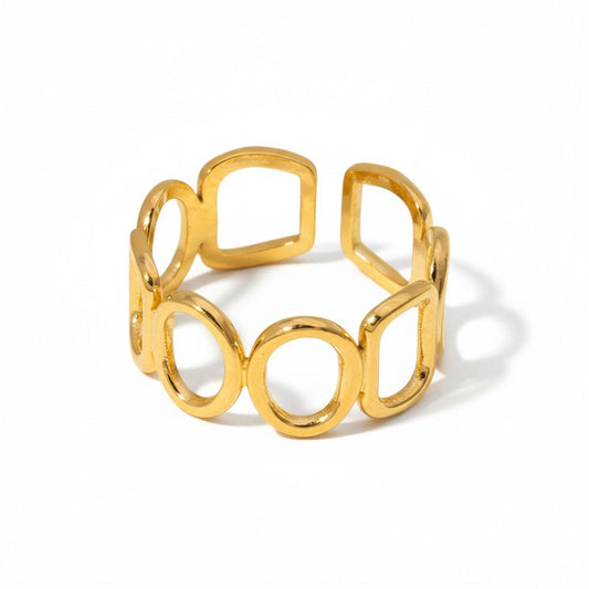 Open Ring met Ovale en Vierkante Schakels (Zilver - of Goudkleurig RVS) - Aramat Jewels - Ringen - cadeautip