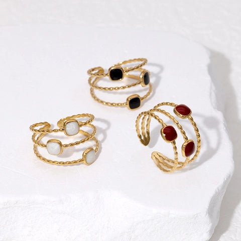 Open Ring Minimalistisch met Vierhoek en Emaille (Verstelbaar) - Aramat Jewels - Ringen - cadeautip