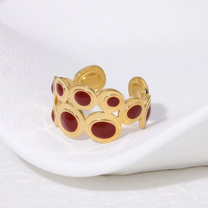 Open Ring RVS met Cirkelmotief en Emaille (12 mm) - Aramat Jewels - Ringen - cadeautip