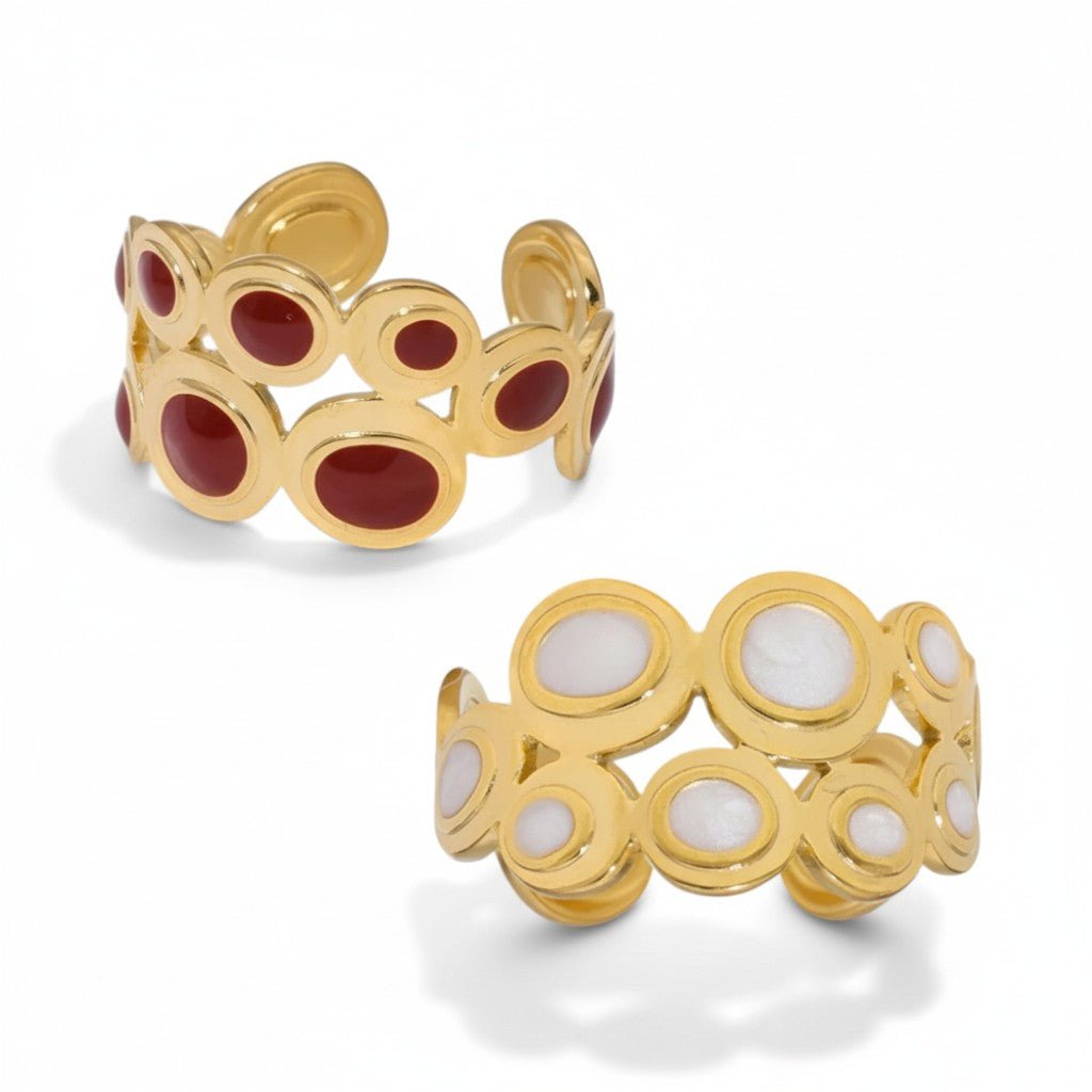 Open Ring RVS met Cirkelmotief en Emaille (12 mm) - Aramat Jewels - Ringen - cadeautip