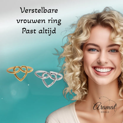 Open Ring RVS met Groot Hartje (14 mm) - Aramat Jewels - Ringen - cadeautip