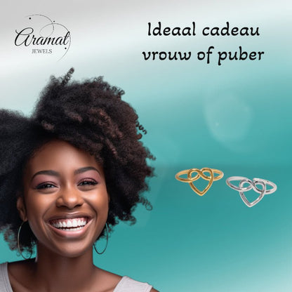 Open Ring RVS met Groot Hartje (14 mm) - Aramat Jewels - Ringen - cadeautip