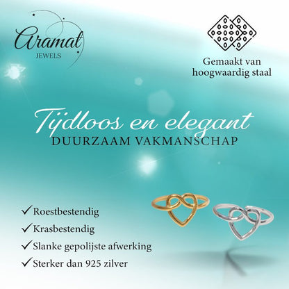 Open Ring RVS met Groot Hartje (14 mm) - Aramat Jewels - Ringen - cadeautip