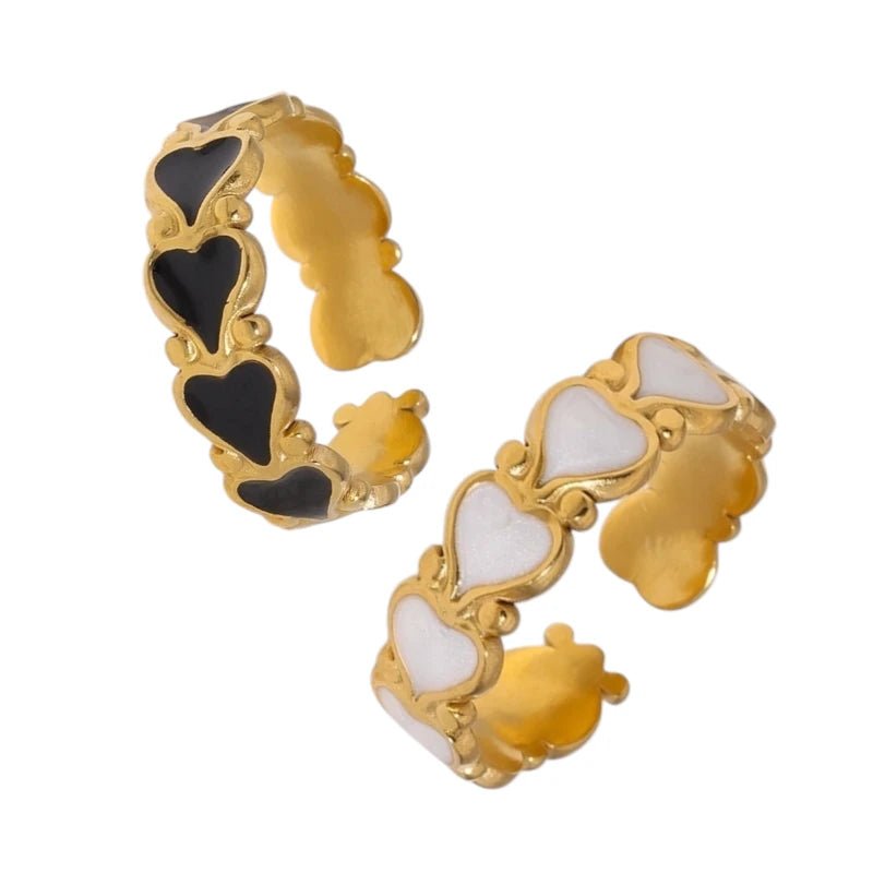 Open Ring RVS met Hartjes Motief en Emaille (6 mm) - Aramat Jewels - Ringen - cadeautip