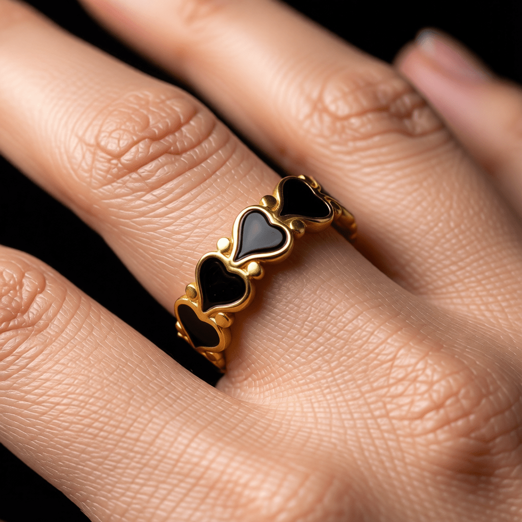 Open Ring RVS met Hartjes Motief en Emaille (6 mm) - Aramat Jewels - Ringen - cadeautip