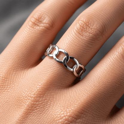 Open Ring Schakel Motief: Gladde en Fijne Schakelband (8 mm) - Aramat Jewels - Ringen - cadeautip