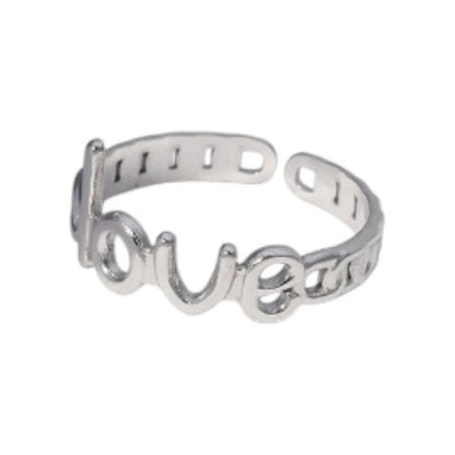 Open Ring Schakel Motief met 'Love' Letters (8 mm Verstelbaar) - Aramat Jewels - Ringen - cadeautip