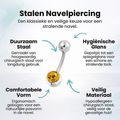 Piercing nombril en acier brun orné de zirconiums