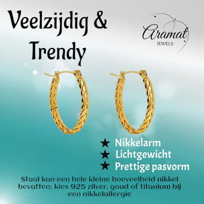 Ovale Schakel Oorringen RVS 26x18mm – Goudkleurig Creolen - oor6312 - 559001 - Oorringen kopen# - 26mm - alles - cadeau