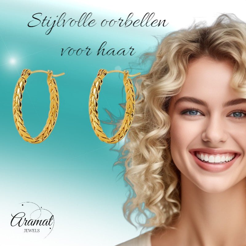 Ovale Schakel Oorringen RVS 26x18mm – Goudkleurig Creolen - oor6312 - 559001 - Oorringen kopen# - 26mm - alles - cadeau