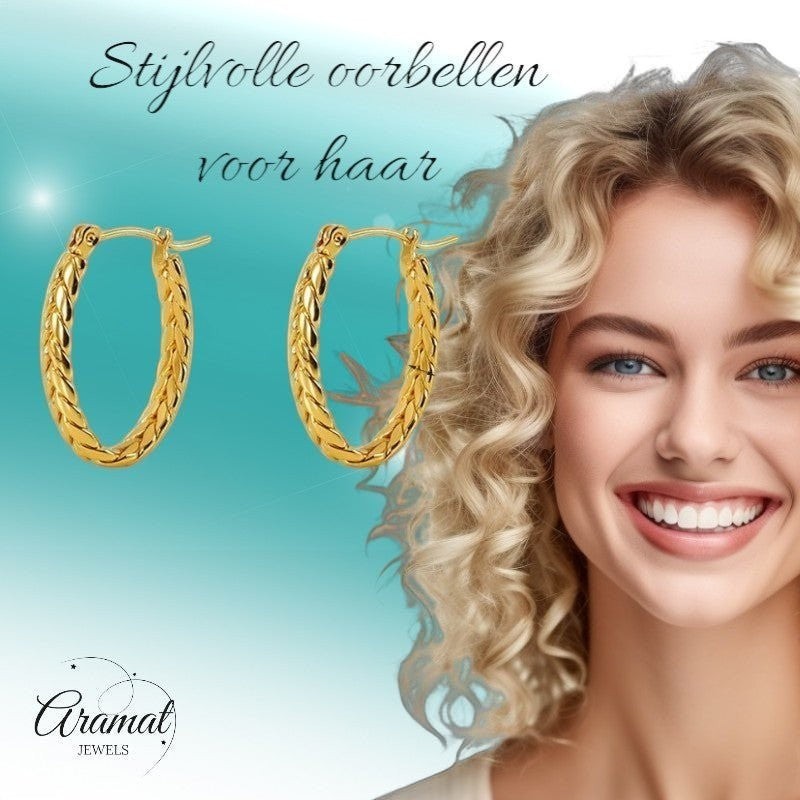 Ovale Schakel Oorringen RVS 26x18mm – Goudkleurig Creolen - oor6312 - 559001 - Oorringen kopen# - 26mm - alles - cadeau