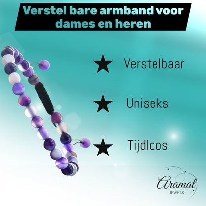 Paarse Gestreepte Agaat Armband - Aramat Jewels - Armbanden - cadeautip