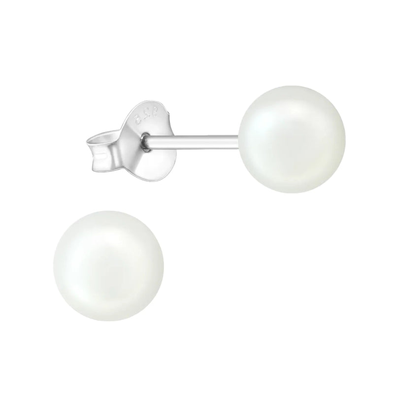 Parel oorbellen 925 zilver – 6mm wit - oor2048 - 15832 - Oorbellen kopen# - 6mm - 925 Zilver - alles