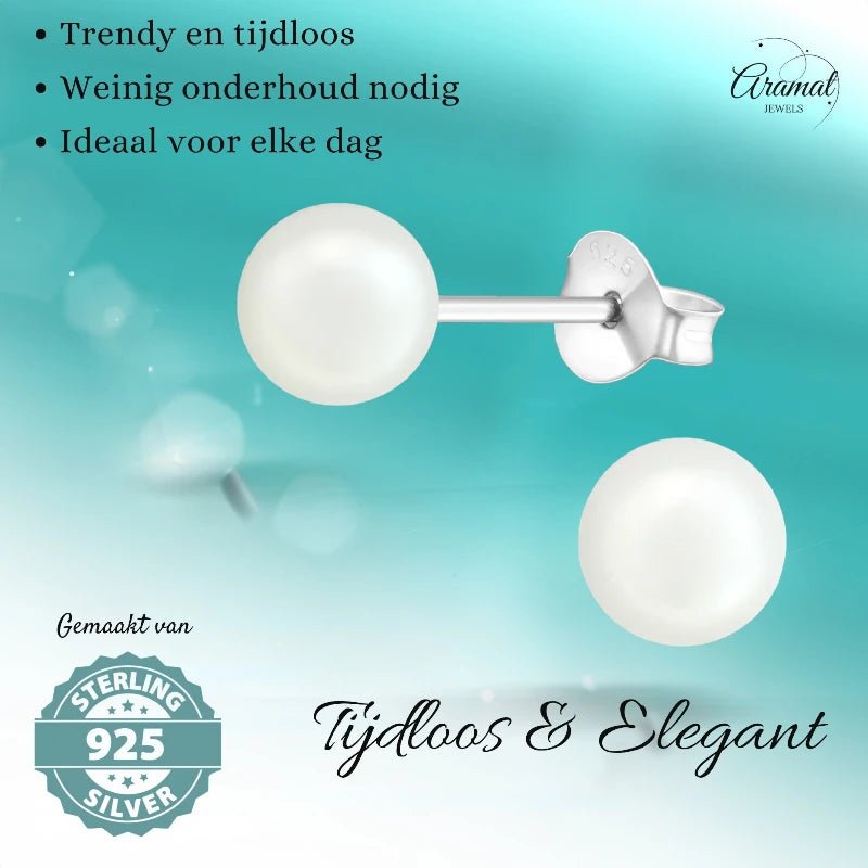 Parel oorbellen 925 zilver – 6mm wit - oor2048 - 15832 - Oorbellen kopen# - 6mm - 925 Zilver - alles