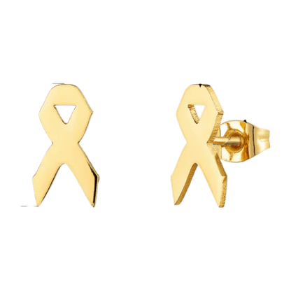 Gouden oorbellen in de vorm van een lint.