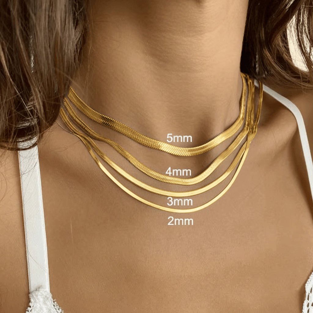 Platte Slangenketting Goudkleurig Staal - Aramat Jewels - RVS Sieraden - Halskettingen - cadeautip