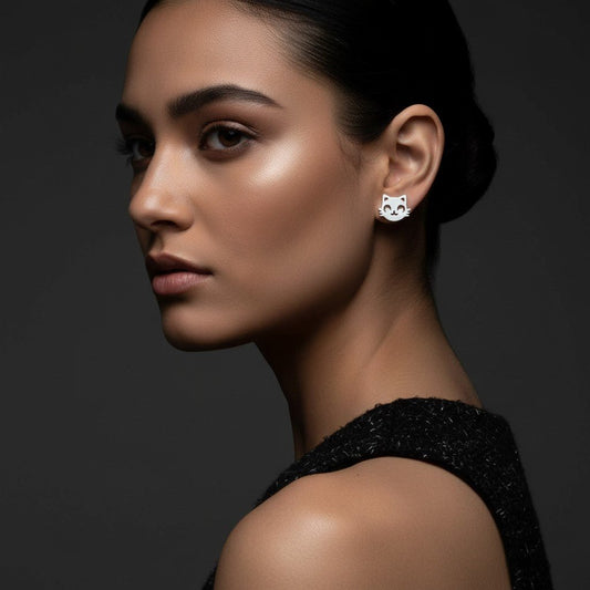 Poes en Muis Oorbellen 10mm Zilverkleurig Staal - Aramat Jewels - Oorbellen - cadeautip