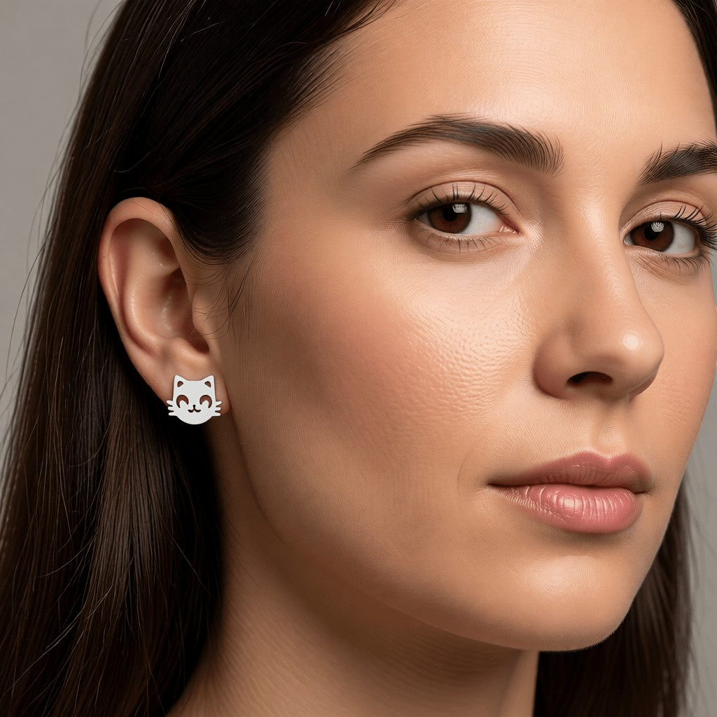 Poes en Muis Oorbellen 10mm Zilverkleurig Staal - Aramat Jewels - Oorbellen - cadeautip
