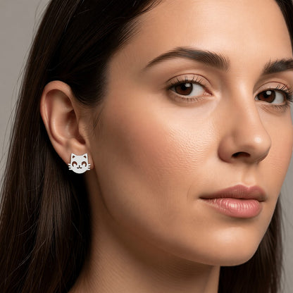 Poes en Muis Oorbellen 10mm Zilverkleurig Staal - Aramat Jewels - Oorbellen - cadeautip
