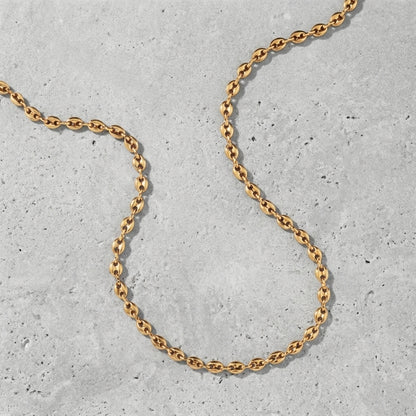 Goudkleurige Stalen Koffieboon Ketting – Unisex Schakelketting 4,5mm