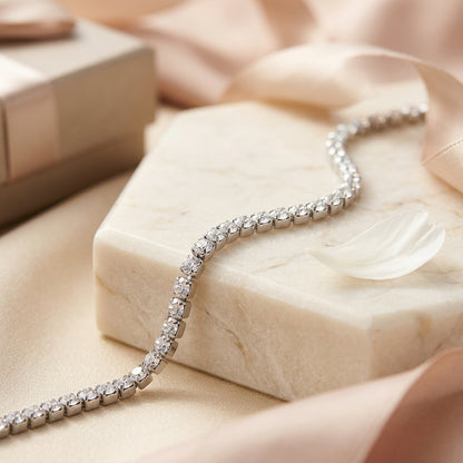 Zilverkleurige Stalen Zirkonia Ketting – Klassieke Dames Collier 4mm