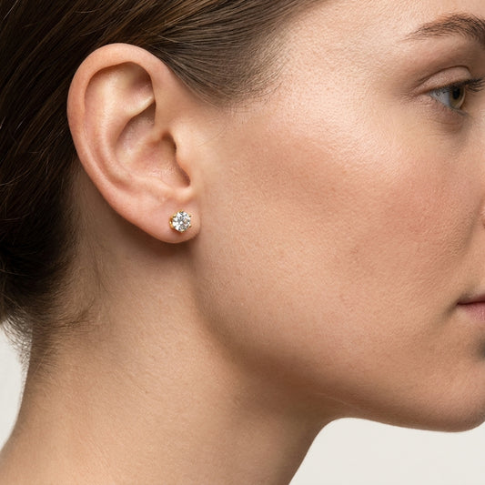Boucles d'oreilles en acier et zircone, couleur or et transparentes