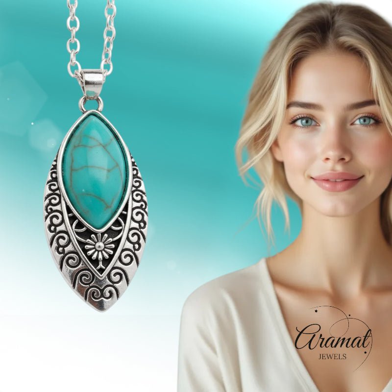Prachtige Bohemien Halsketting met Bewerkte Ovale Hanger - Aramat Jewels - Halskettingen - cadeautip