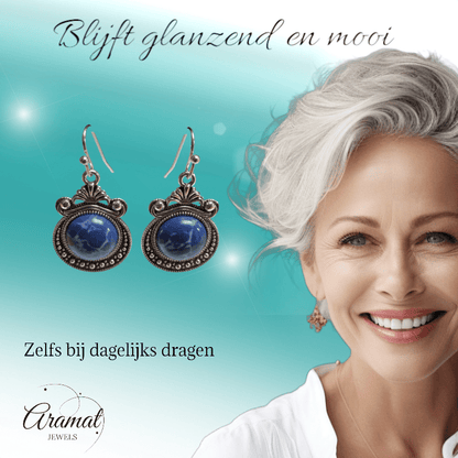 Prachtige Bohemien Oorhangers steen - oor6027 - Oorhangers kopen# - alles - bali - blauw