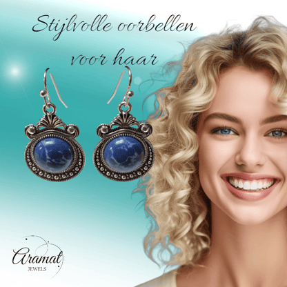 Prachtige Bohemien Oorhangers steen - oor6027 - Oorhangers kopen# - alles - bali - blauw