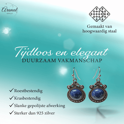 Prachtige Bohemien Oorhangers steen - oor6027 - Oorhangers kopen# - alles - bali - blauw