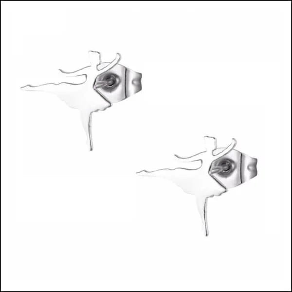 Boucles d'oreilles ballerines en acier inoxydable argenté, 11 mm
