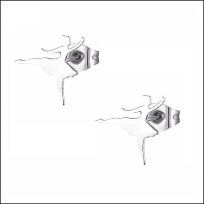 Boucles d'oreilles ballerines en acier inoxydable argenté, 11 mm