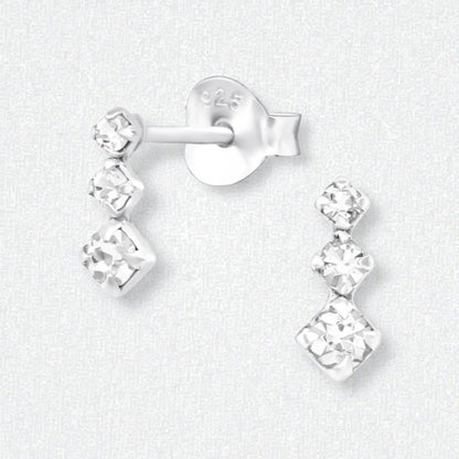 Prachtige Zilveren Kinder Oorbellen met Kristallen - Aramat Jewels - Oorbellen - cadeautip