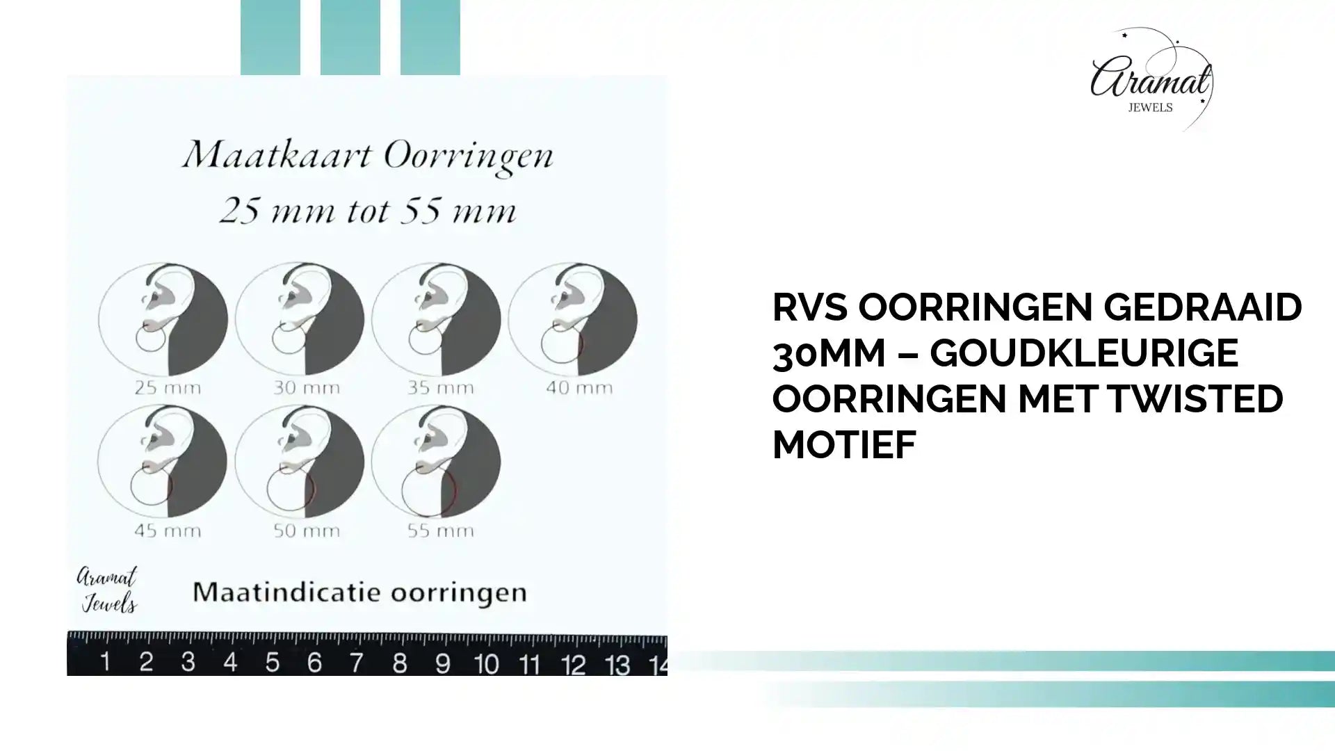 RVS Oorringen Gedraaid 30mm &ndash; Goudkleurige Oorringen met Twisted Motief by@Outfy