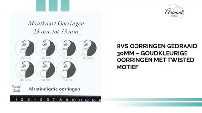 RVS Oorringen Gedraaid 30mm &ndash; Goudkleurige Oorringen met Twisted Motief by@Outfy