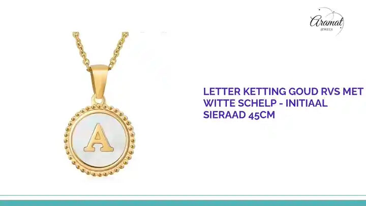 Letter Ketting Goud RVS met Witte Schelp - Initiaal Sieraad 45cm by@Outfy