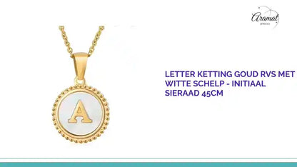 Letter Ketting Goud RVS met Witte Schelp - Initiaal Sieraad 45cm by@Outfy