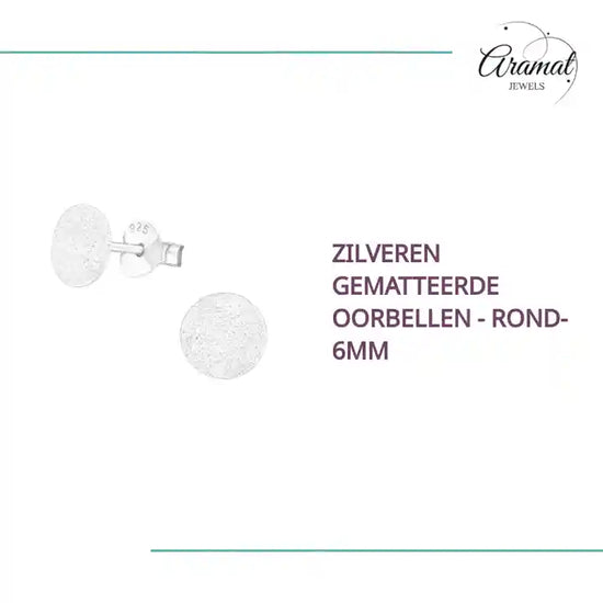Zilveren Gematteerde Oorbellen - Rond-6mm by@Outfy