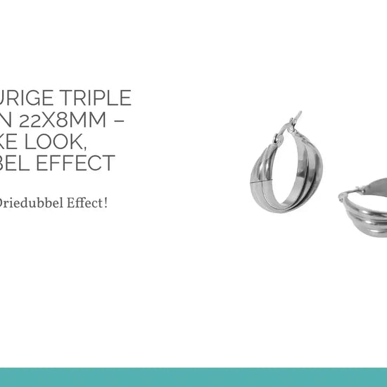 Zilverkleurige Triple Oorringen 22x8mm &ndash; Strakke look, driedubbel effect by@Outfy