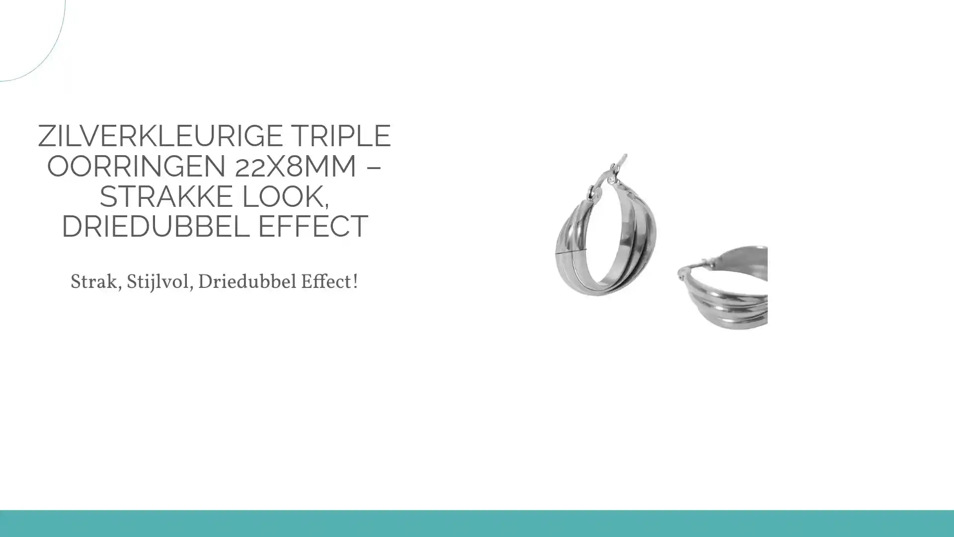 Zilverkleurige Triple Oorringen 22x8mm &ndash; Strakke look, driedubbel effect by@Outfy