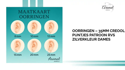 Oorringen &ndash; 35mm Creool Puntjes Patroon RVS Zilverkleur Dames by@Outfy