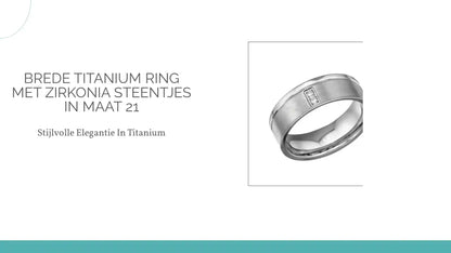 Brede Titanium Ring met Zirkonia Steentjes in Maat 21 by@Outfy