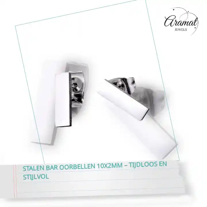 Stalen Bar Oorbellen 10x2mm &ndash; Tijdloos en Stijlvol by@Outfy