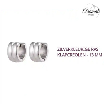 Zilverkleurige RVS Klapcreolen - 13 mm by@Outfy