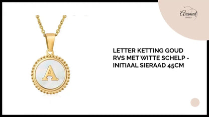 Letter Ketting Goud RVS met Witte Schelp - Initiaal Sieraad 45cm by@Outfy