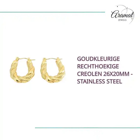 Goudkleurige Rechthoekige Creolen 26x20mm - Stainless Steel by@Outfy