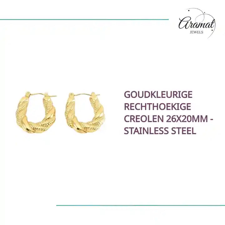 Goudkleurige Rechthoekige Creolen 26x20mm - Stainless Steel by@Outfy