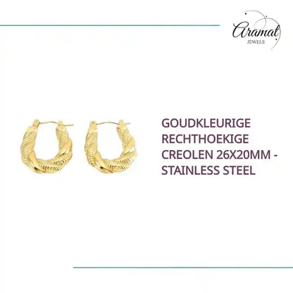 Goudkleurige Rechthoekige Creolen 26x20mm - Stainless Steel by@Outfy